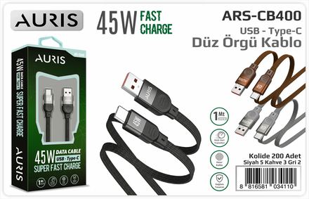 Auris CB400 45W Type-C S.Fast Hasır Kablo